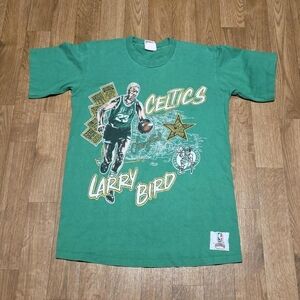 Vintage 1990s Boston Celtics Larry Bird Shirt NUTMEG Size Large Made in USA